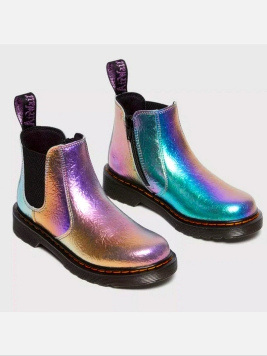 Dr. Martens Other - Dr Martens Boots Girls Rainbow Crinkle Unicorn Foiled Leather Kids Shoes Size 7